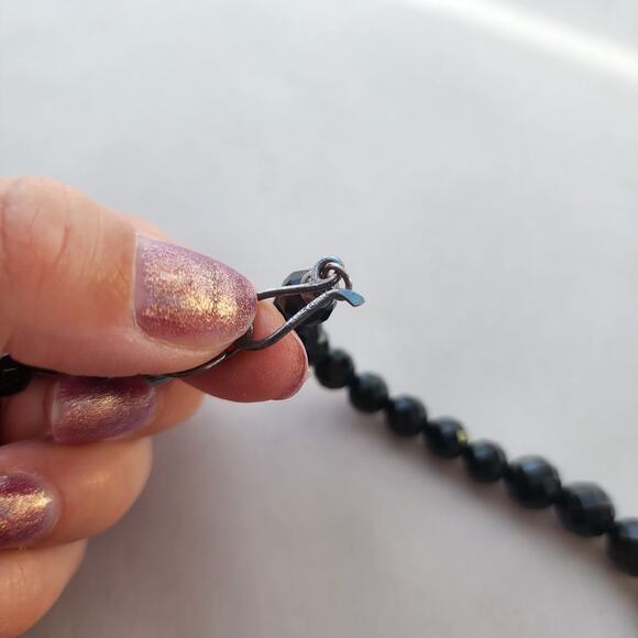 Jay King DTR Signed Ebony Black Onyx Silver Fasceted Large Beaded Necklace New - Picture 6 of 7